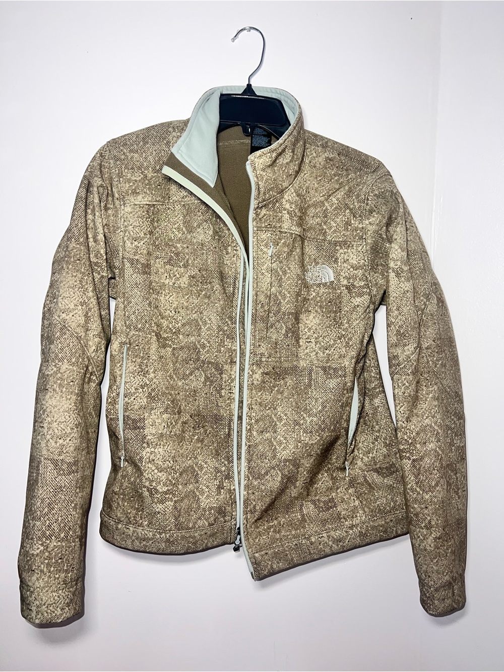 The North Face Women's Tan Patterned Fleece Jacket with Light Trim